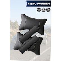 Cupra Formentor Uyumlu Deri Yastık Lüks Set Siyah Deri Kemer Koruyucu