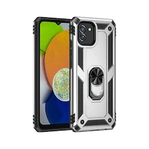Samsung Galaxy A03 Kılıf Sofya Yüzüklü Silikon Kapak - Gümüş 0.2M-Çok Renkli