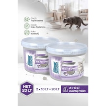 Bebek Pudralı Bentonit Kedi Kumu 2x10 Lt - İnce Taneli, Güçlü Topaklanan, Uzun Süreli Ferahlık, Kovalı