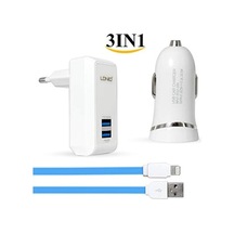 3ın1 Araç Şarjı + Duvar Şarjı + İphone Uyumlu Şarj Kablosu An-7278 Nt