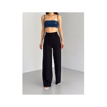 Winmoda34 Kadın Keten Kumaş Pantolon Palazzo Siyah