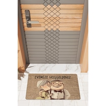 Rugmood Modern Dijtal Baskı Kahverengi Tatlı Çift Kapı Önü Paspası