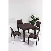 Kahverengi Rattan Masa Takımı Kahverengi