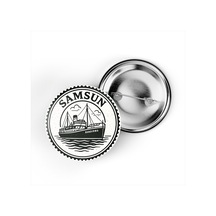 5 Adet İğneli Çanta Rozeti - Bandırma Vapuru - Samsun - 44 MM Çok Renkli