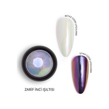 Holografik Efektli Gökkuşağı Şeffaf Mor İnci Tozu, Nail Art, Kalıcı Oje Tırnak Süsleme No.03