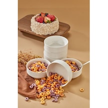 Cooker Emboss 6'lı 12 Cm Porselen Joker Kase Çorba Kahvaltılık Ikramlık Çerezlik Set Krem