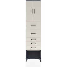 Hyperion Dolap 2 Raflı 5 Çekmeceli 2 Kapaklı 60x44x243 Antrasit-aytaşı Antrasit