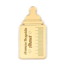 10 Adet Hediyelik Aynalı Pleksi Mıknatıslı Dolap Süsü Biberon Desen Altın