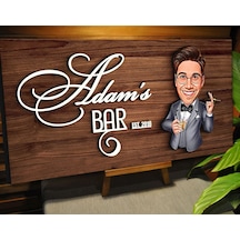 Bk Gift Kişiye Özel Karikatürlü Kabartma Tasarım Ceviz Ahşap Bar Tabelası, Home Bar Tabela, Rustik Ev Dekorasyonu, Duvar Dekoru-15