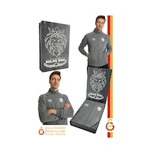Gsstore Galatasaray Lisanslı Dik Yaka Fermuarlı Gri Sweat Hediyelik Ahşap Kutulu Gri
