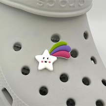 Crocs Terlik Süsü Ve Aksesuarı , Çanta Süsü Jibbitz 3d Kuyruklı Yıldız 01 Logo Aksesuar Yeşil-mor-fuşya-beyaz