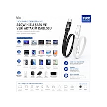 Bix T5cc-bk Siyah 1 Metre 240w Type-c To Type-c Örgülü Hızlı Şarj Ve Data Kablosu, 480mbps 240w Type C Turbo Şarj Kablosu, Tüm Type C Telefon Ve Tabletlerle Uyumludur Max 48v 5a