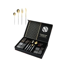 410 Çelik 24 Parça Beyaz Gold Yemek Kaşık Çatal Bıçak Seti Cin518bysr Çok Renkli