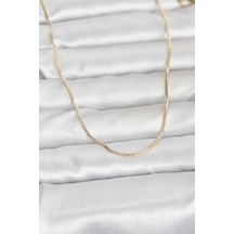 Lb Cm 14k Gold Renk İnce Kare Zincirli Model 60 Cm Kadın Kolye Tcxbko10956 Çok Renkli