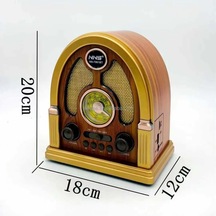 Orta Boy Kubbe Model Retro Ahşap Tasarım Bluetooth Hoparlörlü Radyo Fm/am Destekli, Şarjlı Ve Taşınabilir Radyo Ns-7061 5224