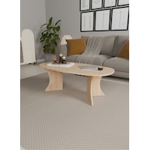 Oval Orta Sehpa Geniş Yüzeyli, Stabil Ayaklı Modern Salon Sehpası Safir Meşe