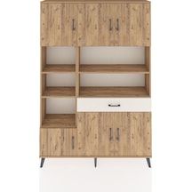 Arges Dolap 10 Raflı Tek Çekmeceli 6 Kapaklı 132x30x195 Çam-ç... Çam