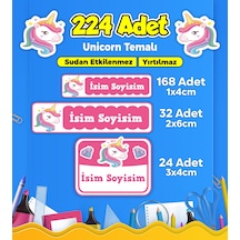 Unicorn Temalı Okul Kreş Kişiye Özel İsim Etiket Seti - Model 4 Çok Renkli