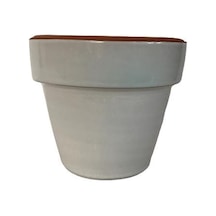 Beyaz Renk Sırlı El Yapımı Toprak Saksı Mini Boy 9 9 Cm