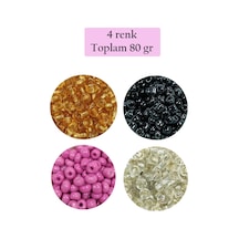 Dökme Cam Kum Boncuk Büyük Boy 6/0 4 Mm - 4 Renk - Toplam 80 Gram - Bnc410