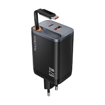 Fulltech Fc23 67w Gan Hızlı Şarj Adaptörü Dahili Retractable Usb-c Kablo + Usb-a Çıkışı Telefon,