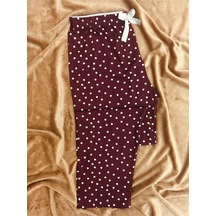 Puantiyeli Cepsiz Viskon Yazlık Kadın Pijama Altı Mor