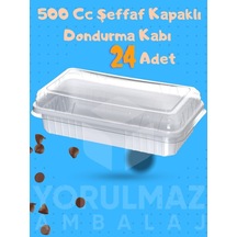 500 Cc Şeffaf Kapaklı Dondurma & Meze Kabı Kullan At Gıda Kabı 24 Adet