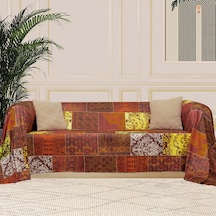 Softmicro Koltuk Örtüsü Çekyat Örtüsü Koltuk Şalı Etnik Desenli Boho Patchwork Kaymaz K Kiremit