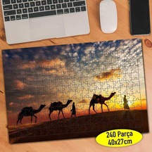 Gün Batımında Deve Sürüsü 240 Parça Puzzle Yapboz-87137024