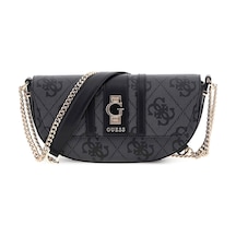 Kadın Monogram Desenli Ve Şerit Detaylı Yarım Ay Çanta - Antrasit Antrasit