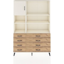 Arges Dolap 7 Raflı 8 Çekmeceli Tek Kapaklı 132x30x195 Aytaşı-aytaşı/çam Aytası/atlas Çam