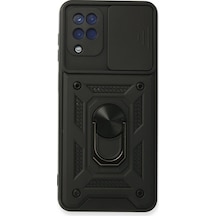 Samsung Galaxy Uyumlu A22 Kılıf Pars Lens Yüzüklü Silikon - Siyah Bzsxx00 1
