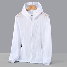 Moda Güneş Koruyucu Giysiler Yaz Erkekler İçin Rahat Upf 50 Ince Kapüşonlu Çiftin Artı Boyutu Yaz Ceketler Beyaz