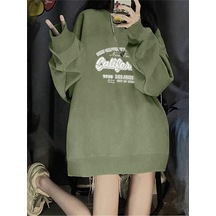 Harfli Grafik Düşük Sweat-trzksw3100 Zeytin Yeşili