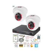 Fury 2 Kameralı 5mp 3.6mm Lens 2mp Görüntü 6 Atom Led Gece Görüşlü Fullhd Güvenlik Kamerası 1412a 1 Tb