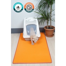 60x110 Cm Hücreli Kedi Kumu Paspası Kedi Matı Kedi Tuvalet Önü Paspası Turuncu