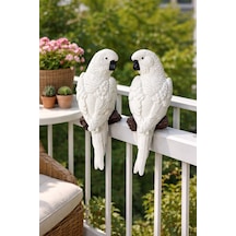 Dekoratif Papağan Duvar Süsü / Balkon & Bahçe Aksesuarı 2 Li Set Beyaz