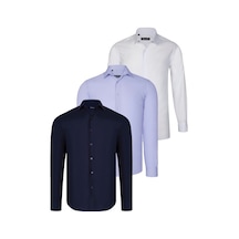 Üçlü Set G726 Dewberry Gömlek-lacivert-beyaz-lila Lacivert-beyaz-lila