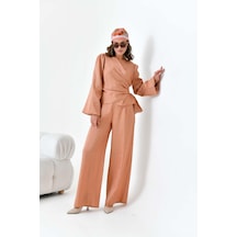 Ftz Women Kadın Pantolonlu Simli Takım Taba 30863-taba Taba