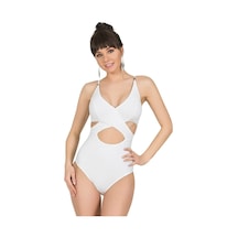 Endeep Kadın Beyaz Çapraz Model Mayo