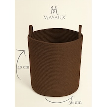 Mavaux El İşçiliği Dokulu Büyük Boy Sepet 40 X 36 Cm Dekoratif Ev Düzeni, Oyuncak Ve Çamaşır Organizer Kahverengi