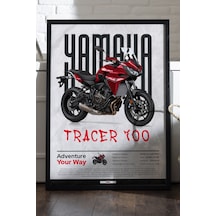 Yamaha Tracer 700 Siyah Ahşap Çerçeveli Poster, Dekoratif Motosiklet Duvar Tablosu