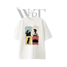 Thewert Doga Yuruyus Tasarım Baskılı Ünisex Beyaz Oversize T-shirt