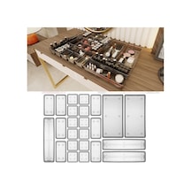 24'lü Multi Set - Çekmece İçi Düzenleyici - Banyo Makyaj Ve Takı Organizer Siyah Genel