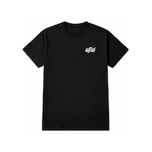 Unisex Bisiklet Yaka Original Yazılı Pamuklu Rahat Kalıp Baskılı Oversize T-shirt Siyah