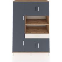 Kronos Dolap 10 Raflı Tek Çekmeceli 6 Kapaklı 132x59x195 Çam-antrasit/aytaşı Antrasıt/aytası