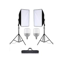 İkili Softbox Set 50x70 Cm Ürün Çekimi Moda Reklam Cast İçin Güçlü 50 Wat Led Ampullü Sürekli I