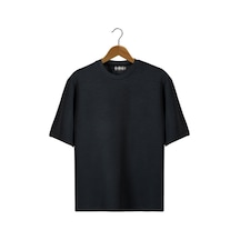 Antrasit Oversize Bisiklet Yaka T-shirt Koyu Gri