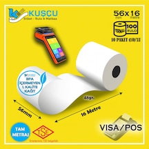100 Adet 56x16 Tse Belgeli - 1. Kalite - Bpa İçermeyen - Visa,pos,yazar Kasa