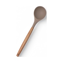 Deconox Bambu Saplı Silikon Kepçe, Bambu Uzun Silikon Çorba Ve Sos Kepçesi 27cm 3 Renk Seçenekli Taba